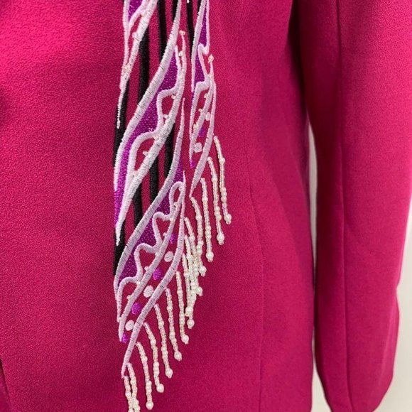 Bob Mackie Embellished Raspberry Blazer Beaded XS - Picture 3 of 9